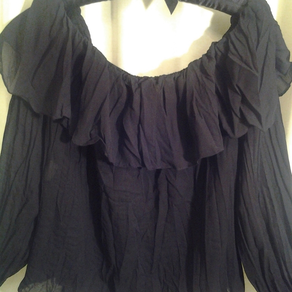PARIS BLUES OFF THE SHOULDER BLACK TOP SEXY MEDIUM - Picture 4 of 4